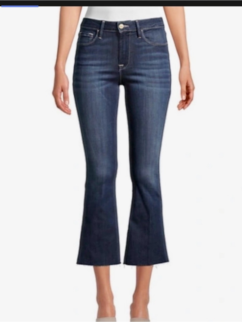 Frame Denim Dark Indigo Cropped Flare Jeans